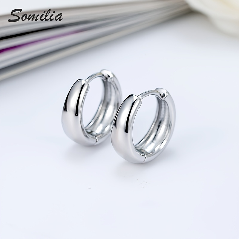 Ladies' Silver Plated Water Droplet Shaped Hoop Earrings